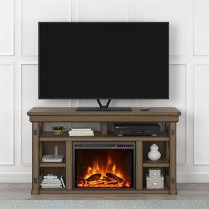 English Elm Fireplace Tv Stand with Electric Insert Wood Veneer Finish Fits Tvs up to 60 Inches B2733S00001