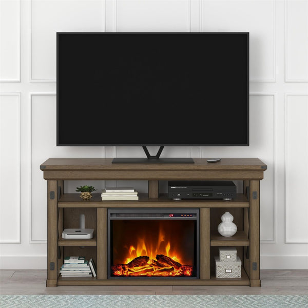 English Elm Fireplace Tv Stand with Electric Insert Wood Veneer Finish Fits Tvs up to 60 Inches B2733S00001
