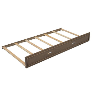 English Elm Full Pine Daybed with Trundle Sliding Storage Shelves Led Lighting and Usb Charging Wood GX004003AAD