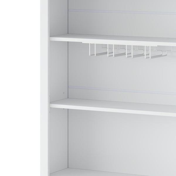 English Elm Modern Tall Kitchen Pantry Set of Two with Faux Marble Top and Glass Holders White SP000175AAK