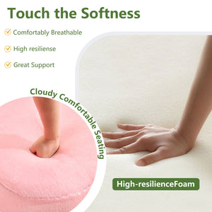 English Elm 71-inch plush folding sofa bed with high-density foam, faux fur futon convertible for guests and yoga Pink W1829P362300