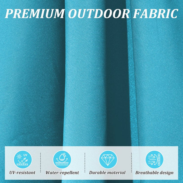 English Elm Round Cantilever Umbrella with Center Pole - 9-Rib Reinforced Aluminum Frame, 360° Pedal Rotate, Hydraulic Opening and 5-Position Tilt Adjustment for Superior Sun Protection Lake Blue W1859P337908