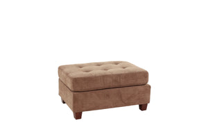 English Elm Cocktail Waffle Suede Ottoman in Truffle with Tufted Cushion, Plush 36"x26"x20" Accent Seat Hardwood Base B01152305