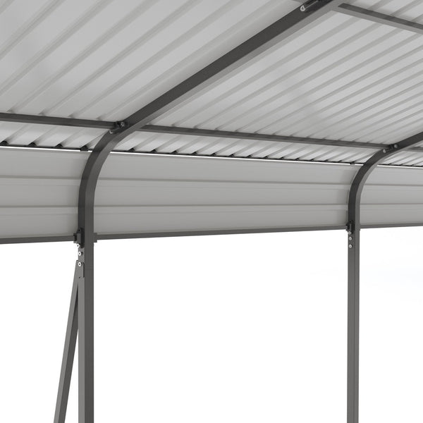 English Elm Campcraft Double Vehicle Steel Carport Uv Protected Snow Rated Outdoor Shelter W1598S00025