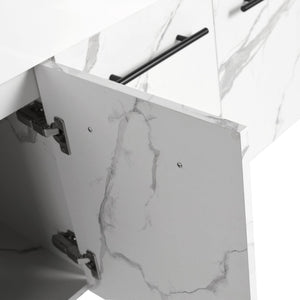 English Elm 60 Inch Wall-Mounted Bathroom Vanity With Double Resin Sinks, Modern Design, Storage & Style W999S00254