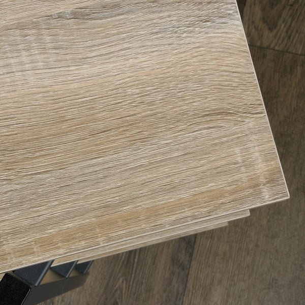 English Elm Console, Brown finish 43.7" Engineered Wood Table with 1" Thick Shelves, Powder-Coat Metal Frame, No-Tool Assembly B356P367934