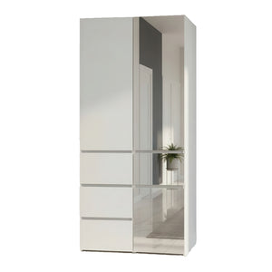 English Elm Elise Modular Wood Closet System with Mirror — White Melamine Durable Design, Ample Storage, Easy Assembly B040S00120