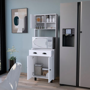 English Elm Tacna Slim Kitchen Pantry Cabinet with Open Shelves Drawer and Two-tone Wengue Finish B128P460142
