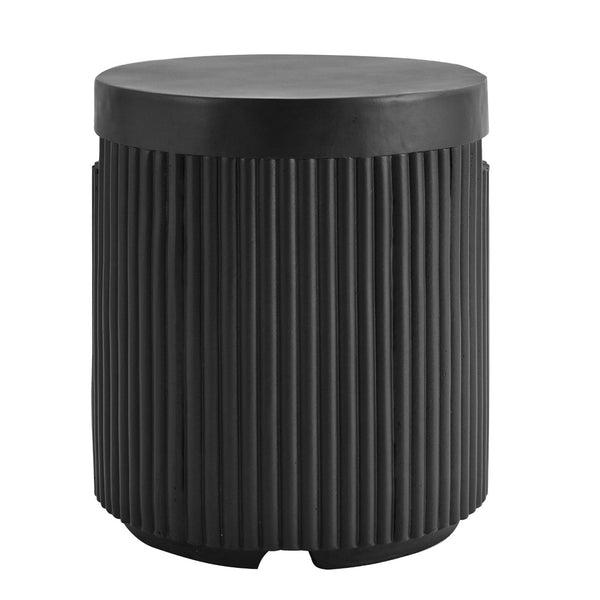 English Elm U_style Outdoor Mgo Propane Tank Cover Round Patio Side Table Fluted Stone Finish N711P410569B