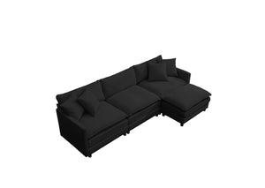 English Elm 108-inch Modular Chenille Sectional Sofa Deep Seated L Shape for Open Plan Living Black W2795S00045