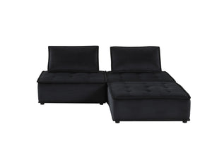 English Elm Aveline Velvet Tufted Modular Sectional with Pocket Coil Support for Modern Living Black B2749S00019