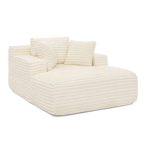 English Elm Living Compressed Chaise Foam Sofa Bed Corduroy Cloud Couch Beige - Fluffy No-Frame Deep Seat W1413P316759
