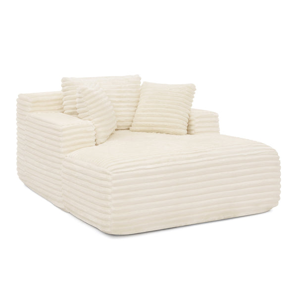 English Elm Living Compressed Chaise Foam Sofa Bed Corduroy Cloud Couch Beige - Fluffy No-Frame Deep Seat W1413P316759