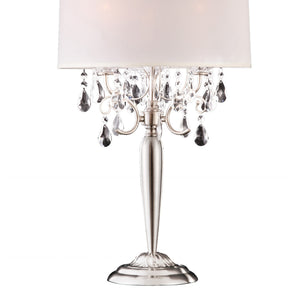 English Elm 29.5" Polyresin Table Lamp with Chestnut Geometric Weave Finish, Oval White Fabric Shade, UL Listed Silver B072116219