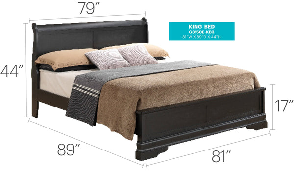 English Elm Traditional Queen Storage Bed with Elegant Finish, Timeless Design, Durable Construction, Built-In Organization Black 81 L x 6 W x 3 H B078S00353