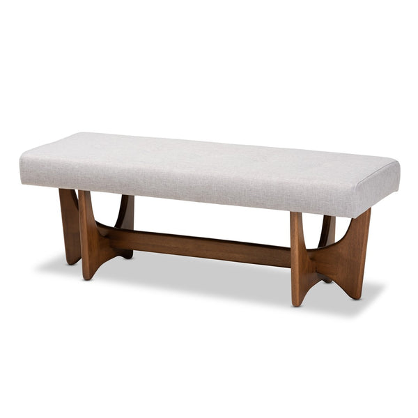 Baxton Studio Baxton Studio Theo Bench - Mid-Century Modern Greyish Beige Upholstered Accent with Walnut Base BBT5368-Greyish Beige/Walnut-Bench
