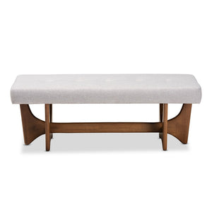 Baxton Studio Baxton Studio Theo Bench - Mid-Century Modern Greyish Beige Upholstered Accent with Walnut Base BBT5368-Greyish Beige/Walnut-Bench