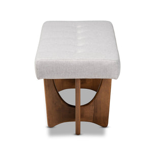 Baxton Studio Baxton Studio Theo Bench - Mid-Century Modern Greyish Beige Upholstered Accent with Walnut Base BBT5368-Greyish Beige/Walnut-Bench
