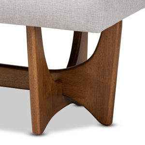 Baxton Studio Baxton Studio Theo Bench - Mid-Century Modern Greyish Beige Upholstered Accent with Walnut Base BBT5368-Greyish Beige/Walnut-Bench