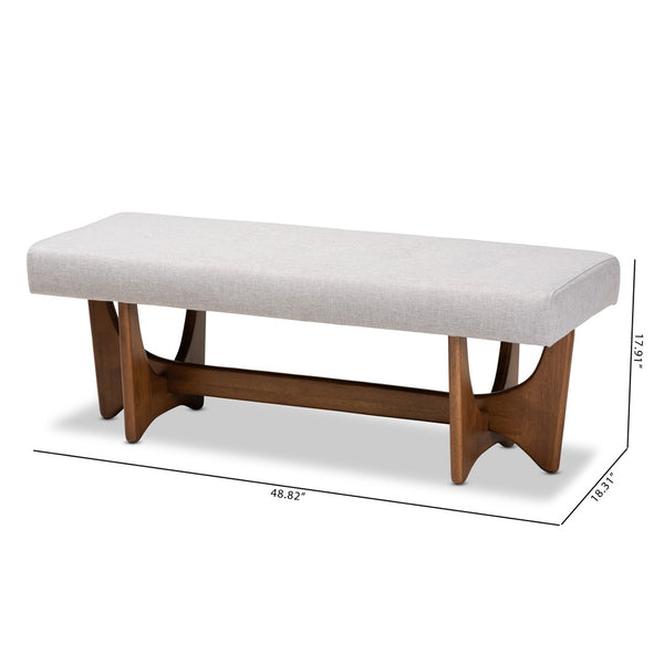 Baxton Studio Baxton Studio Theo Bench - Mid-Century Modern Greyish Beige Upholstered Accent with Walnut Base BBT5368-Greyish Beige/Walnut-Bench