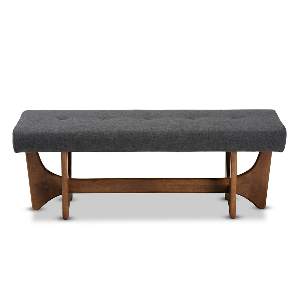 Baxton Studio Baxton Studio Theo Mid-Century Modern Grey Fabric Bench with Walnut Base – Stylish & Comfortable Seating BBT5368-Dark Grey/Walnut-Bench