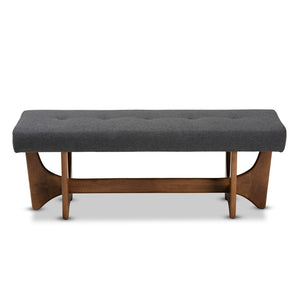 Baxton Studio Baxton Studio Theo Mid-Century Modern Grey Fabric Bench with Walnut Base – Stylish & Comfortable Seating BBT5368-Dark Grey/Walnut-Bench