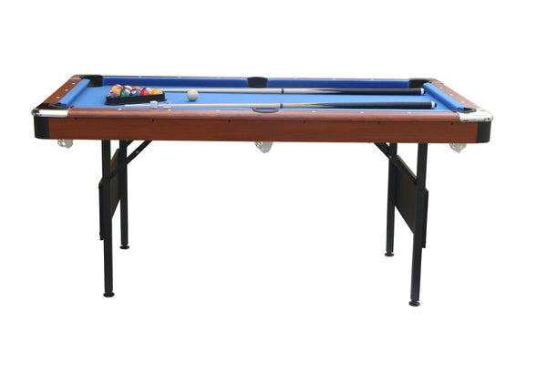 English Elm Pool Billiard Table Foldable Steel Legs Velvet Surface Family Game Room Fun Blue,Wood W1936P375433