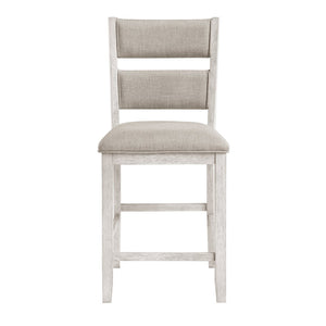English Elm Modern Farmhouse Counter Stools Ladder Back Wood Frame Gray Upholstered Seat Pair B011P416552