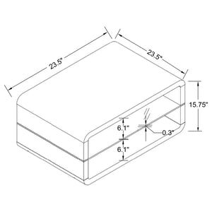 English Elm Emerson White High Gloss One-Shelf Rectangular End Table with Glass Shelf Modern Minimalist Chic B062P331042