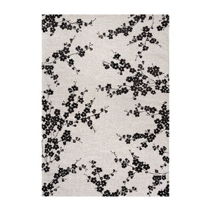 Louis de Poortere Sakura Floral Area Rug Transitional Cherry Blossom Design for Living Room or Bedroom Night Snow 2'7 x 4'11 118368