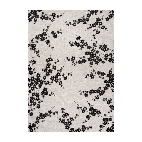 Louis de Poortere Sakura Floral Area Rug Transitional Cherry Blossom Design for Living Room or Bedroom Night Snow 2'7 x 4'11 118368