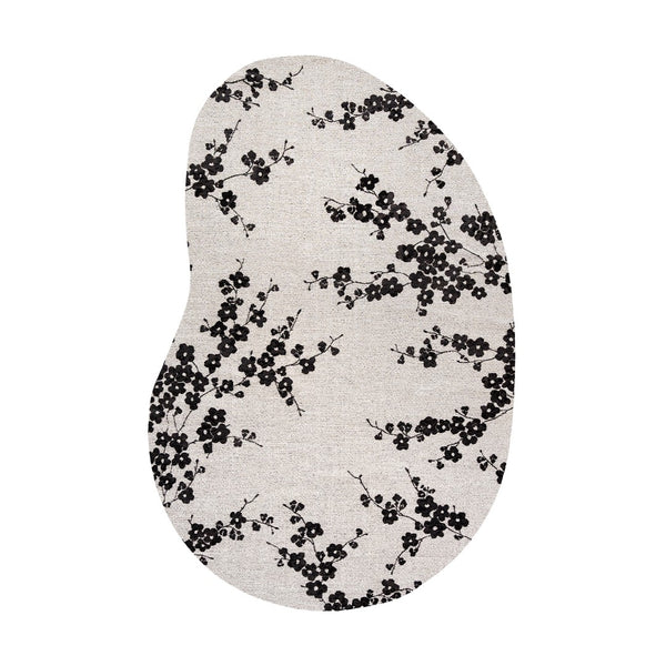 Louis de Poortere Sakura Floral Area Rug Transitional Cherry Blossom Design for Living Room or Bedroom Night Snow 7'9 x 11'2 120103