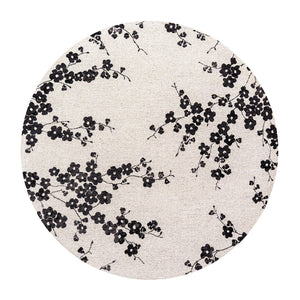 Louis de Poortere Sakura Floral Area Rug Transitional Cherry Blossom Design for Living Room or Bedroom Night Snow 7'10 x 7'10 118375