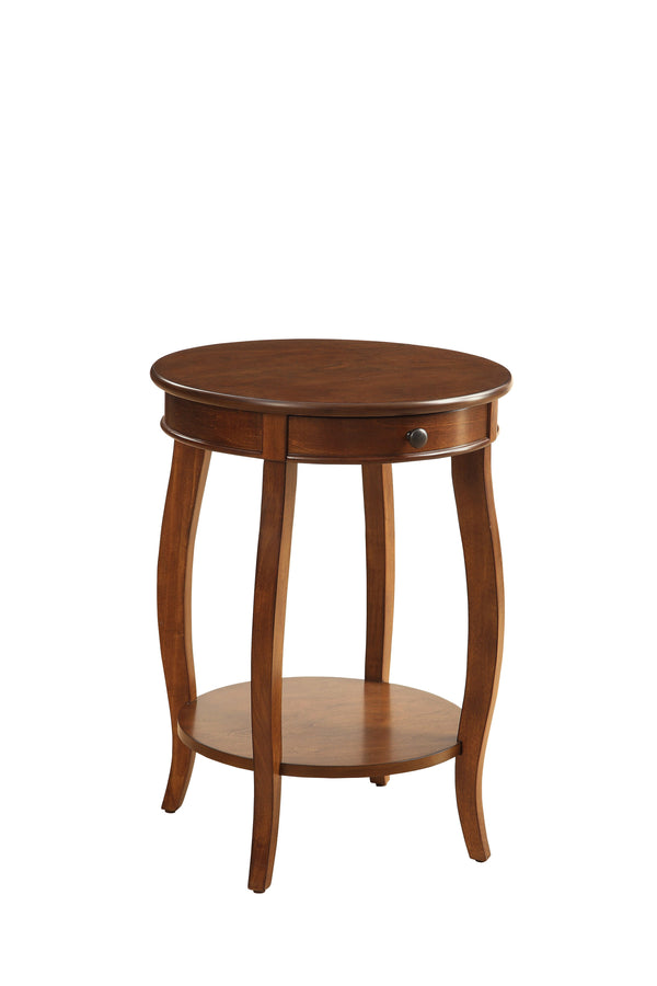 English Elm Alysa Walnut Round Accent Table with Drawer & Shelf, Cabriole Legs, Compact Durable Side Table B2726P265216