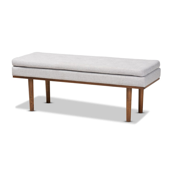 Baxton Studio Baxton Studio Arne Mid-Century Modern Bench – Greyish Beige Upholstered with Walnut Legs for Versatile Style BBT5369-Greyish Beige/Walnut-Bench