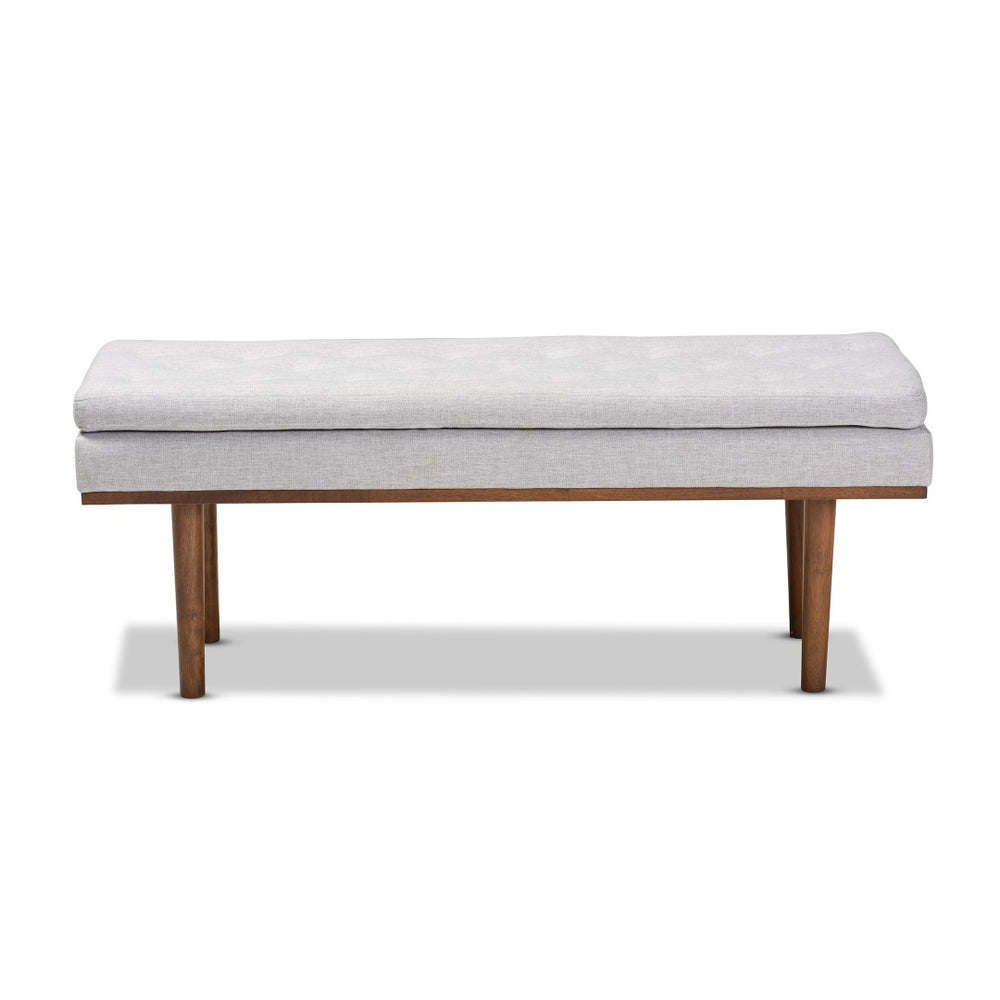 Baxton Studio Baxton Studio Arne Mid-Century Modern Bench – Greyish Beige Upholstered with Walnut Legs for Versatile Style BBT5369-Greyish Beige/Walnut-Bench