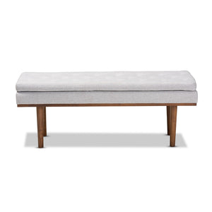 Baxton Studio Baxton Studio Arne Mid-Century Modern Bench – Greyish Beige Upholstered with Walnut Legs for Versatile Style BBT5369-Greyish Beige/Walnut-Bench