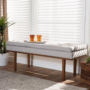 Baxton Studio Baxton Studio Arne Mid-Century Modern Bench – Greyish Beige Upholstered with Walnut Legs for Versatile Style BBT5369-Greyish Beige/Walnut-Bench