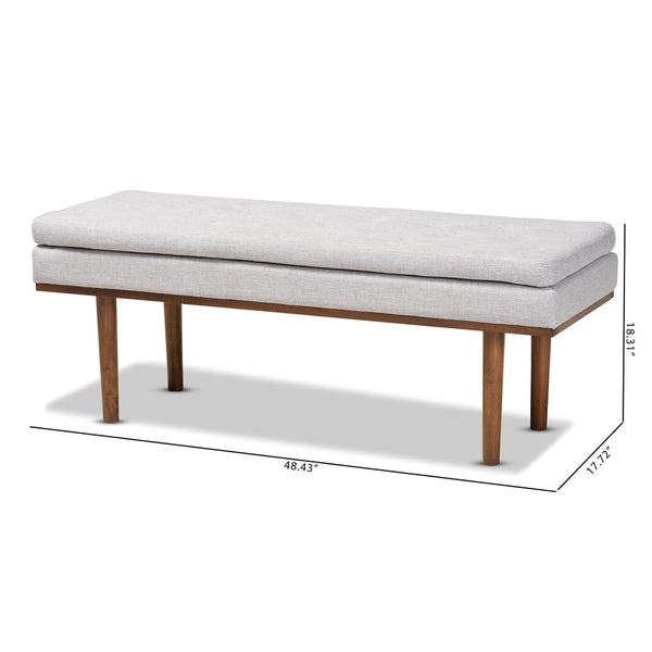 Baxton Studio Baxton Studio Arne Mid-Century Modern Bench – Greyish Beige Upholstered with Walnut Legs for Versatile Style BBT5369-Greyish Beige/Walnut-Bench
