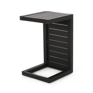 English Elm Christopher Knight Home® - CAPE C-shaped Aluminum Outdoor Side Table for Patio & Poolside — Lightweight, Weather-Resistant Design Black 59990.00BLK