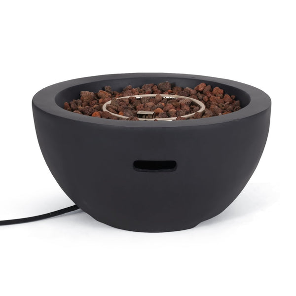 English Elm 27" Mgo Bowl Fire Pit 40000 Btu Propane Concrete Finish Outdoor Patio Focal Point N772P401888B