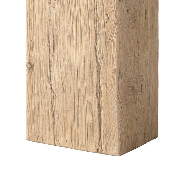 English Elm Calder Reclaimed Elm Plinth Console Table Sculptural Entryway Accent in Warm Brown B2719P474447