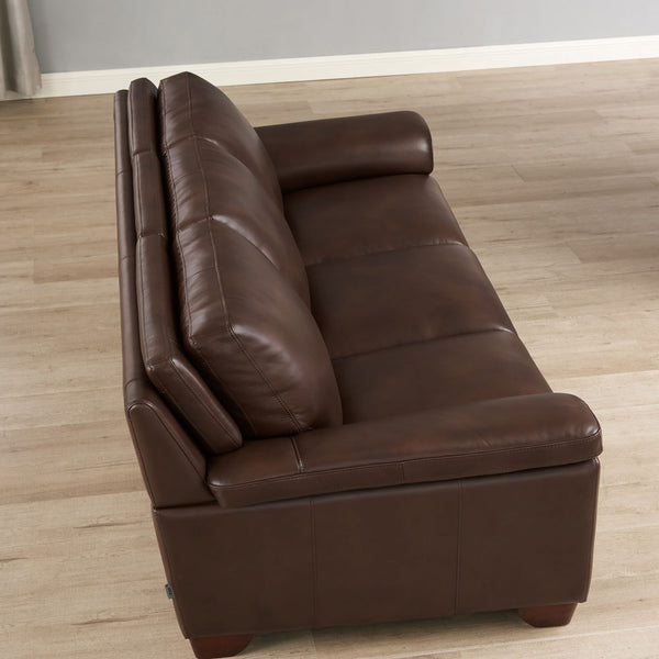 English Elm Magnum Chestnut Leather Sofa with Pocketed Coils, Top-Grain Seating, Kiln-Dried Frame, 85"L B2705P329295