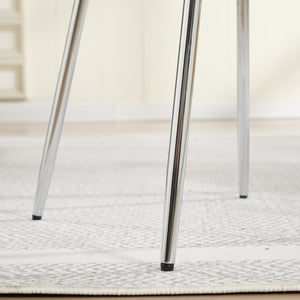 English Elm Modern Upholstered Dining Chair with Hollow Back, 21.6" Wide Velvet Seat and Silver Metal Legs, Set of 2 White W1249P386231