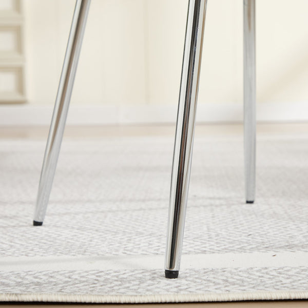 English Elm Modern Upholstered Dining Chair with Hollow Back, 21.6" Wide Velvet Seat and Silver Metal Legs, Set of 2 White W1249P386231