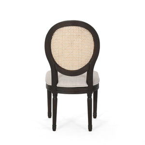 English Elm Christopher Knight Home® - DININGCHAIR Handcrafted Wicker & Fabric Dining Chair Set with Padded Seat, Rubberwood Frame Elegance Beige 65164.00BGE