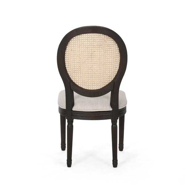 English Elm Christopher Knight Home® - DININGCHAIR Handcrafted Wicker & Fabric Dining Chair Set with Padded Seat, Rubberwood Frame Elegance Beige 65164.00BGE