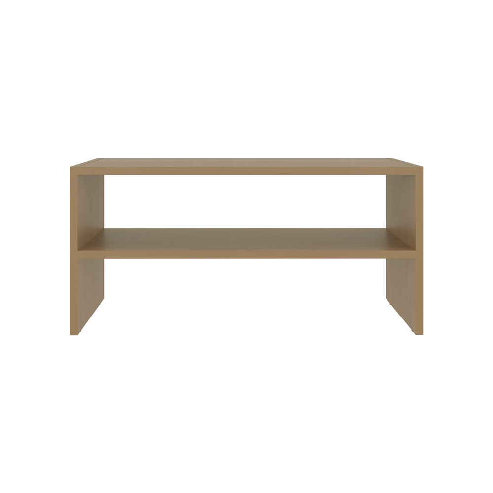 English Elm Shoe Compact 2-Shelf Freestanding Organizer with Scratch-Resistant Melamine Surface for Bedroom Storage Beige 28.75 L x 15.36 W x 3.15 H B128P375307