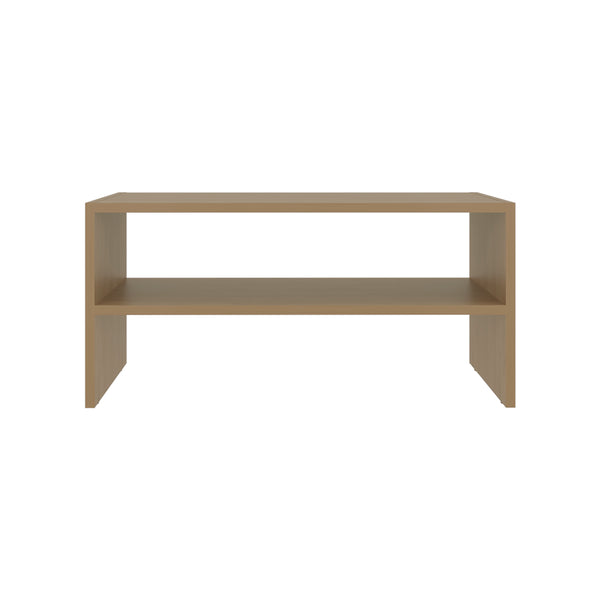 English Elm Shoe Compact 2-Shelf Freestanding Organizer with Scratch-Resistant Melamine Surface for Bedroom Storage Beige 28.75 L x 15.36 W x 3.15 H B128P375307