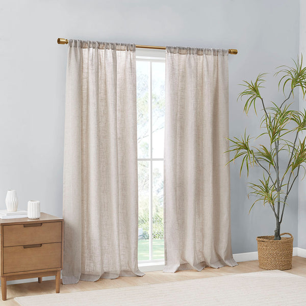 JLA Home Madison Park - Linen Kyler Light-Filtering Curtain Panels Pair — Textured Linen-Blend, OEKO-TEX, Soft White Drapes Natural MP40-7985